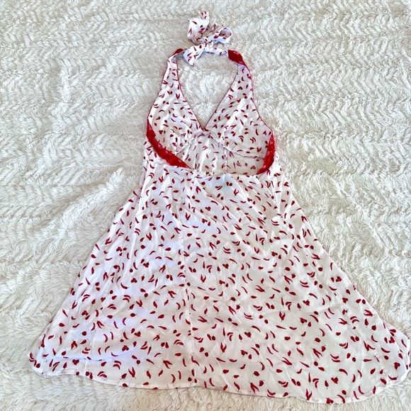 Wild Fable medium Chili Pepper Mini Dress | White & Red Lace Trim Halter - Picture 2 of 6